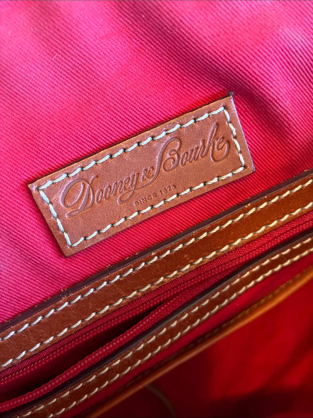 Dooney & Bourke Large Signature Monogram Zip Satchel Navy Blue & White Leather - Picture 12 of 16
